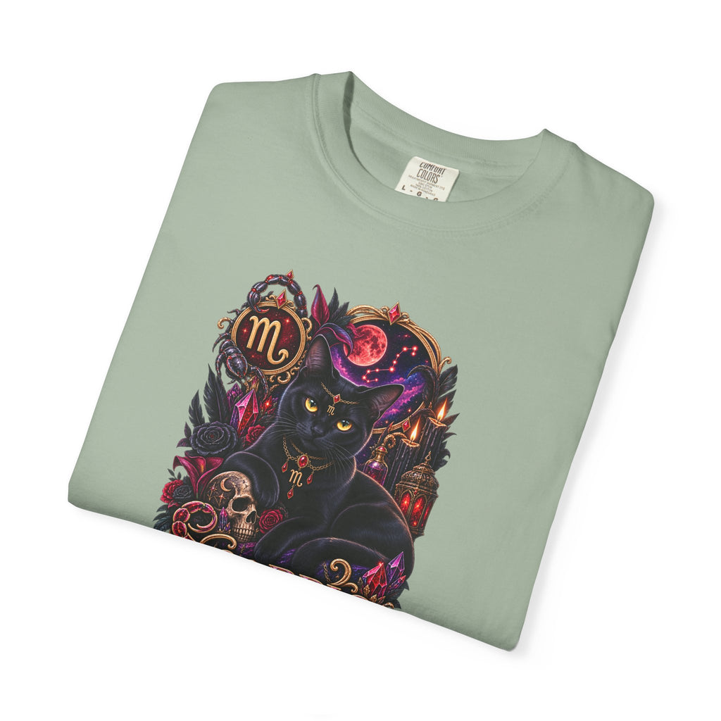 Scorpio Black Cat Zodiac T-Shirt — Dark Mystical Scorpio Graphic Tee