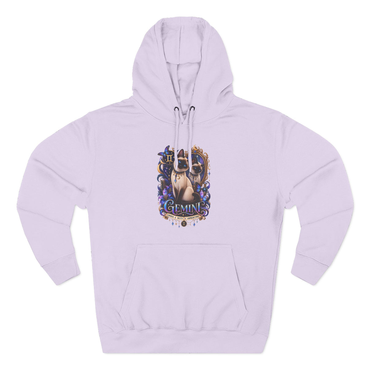 Gemini Siamese Zodiac Hoodie — Mystical Celestial Cat Astrology Design
