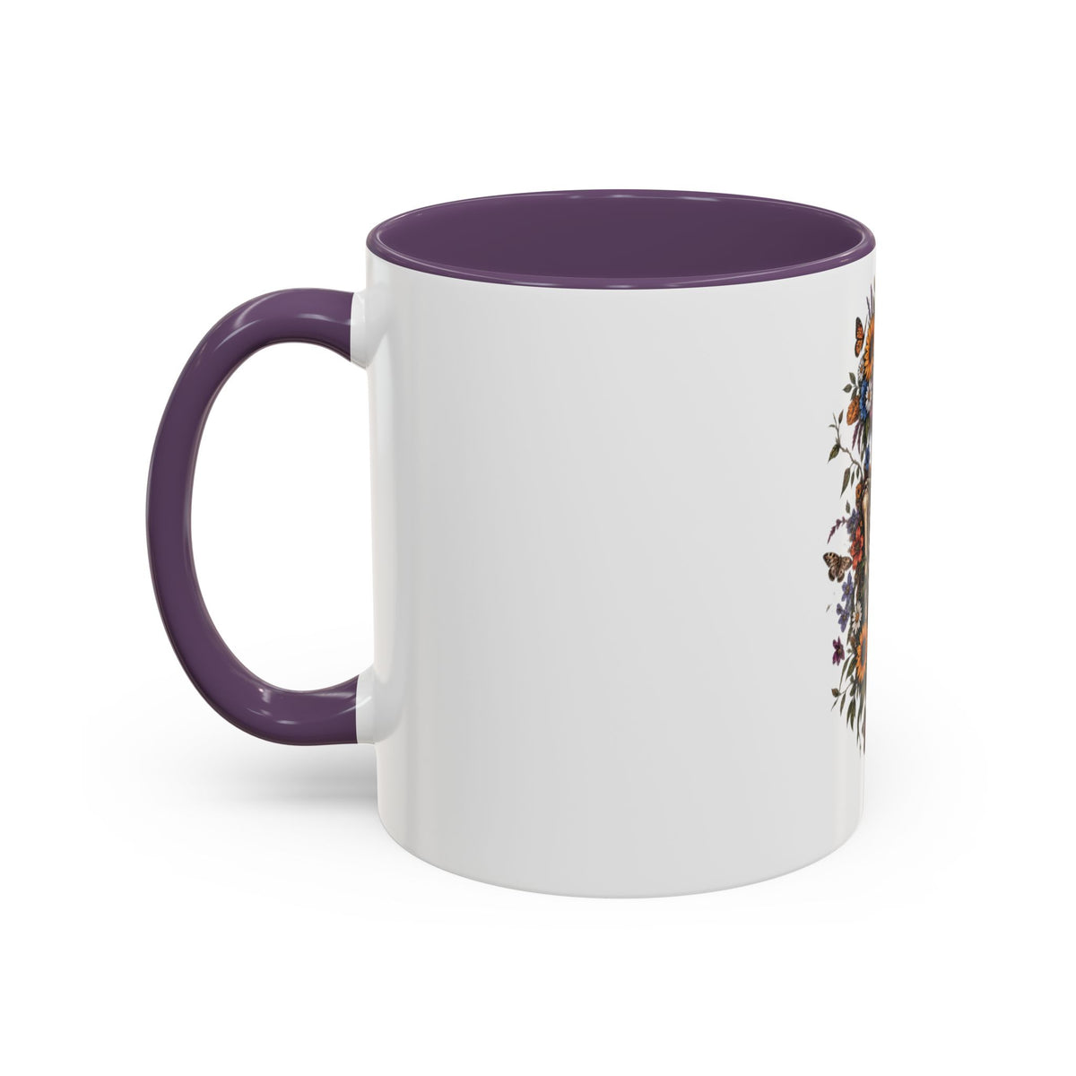 Skull & Moon Floral Coffee Mug — Gothic Botanical Accent Mug