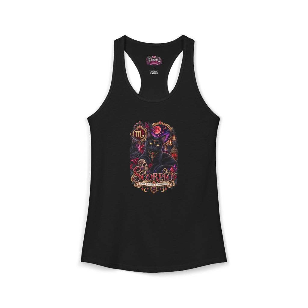 Scorpio Black Cat Bombay Zodiac Tank- Celestial Astrology Cat Lover Tank
