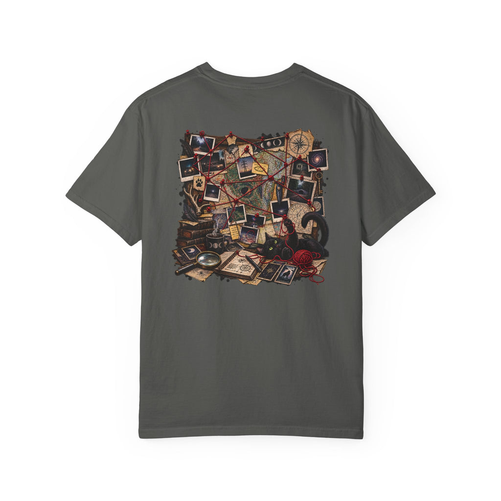 Mystery Evidence Board T-Shirt — Crime Scene Collage Graphic Tee
