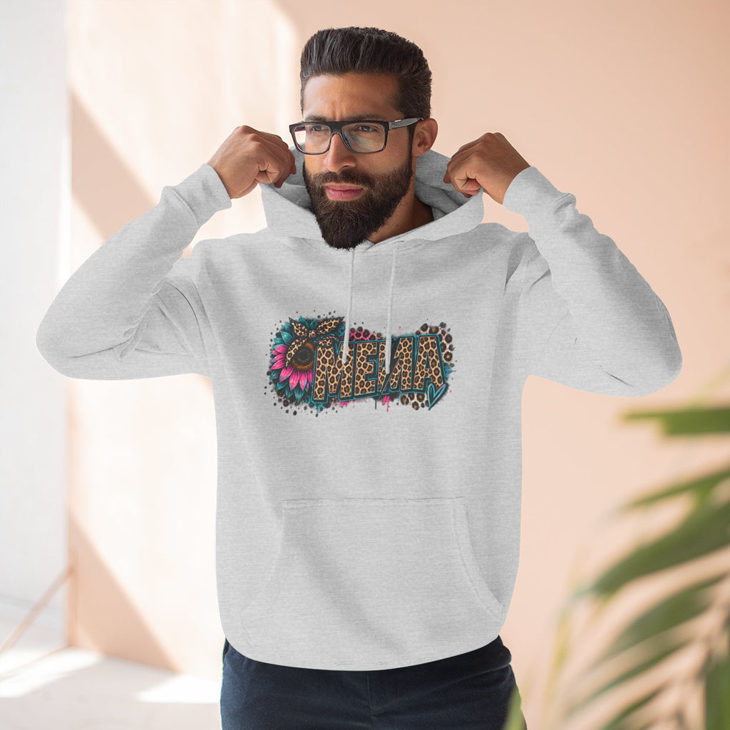 MEMA Leopard Floral Heat Hoodie — Cozy Fleece Pullover with Leopard & Flowers Design
