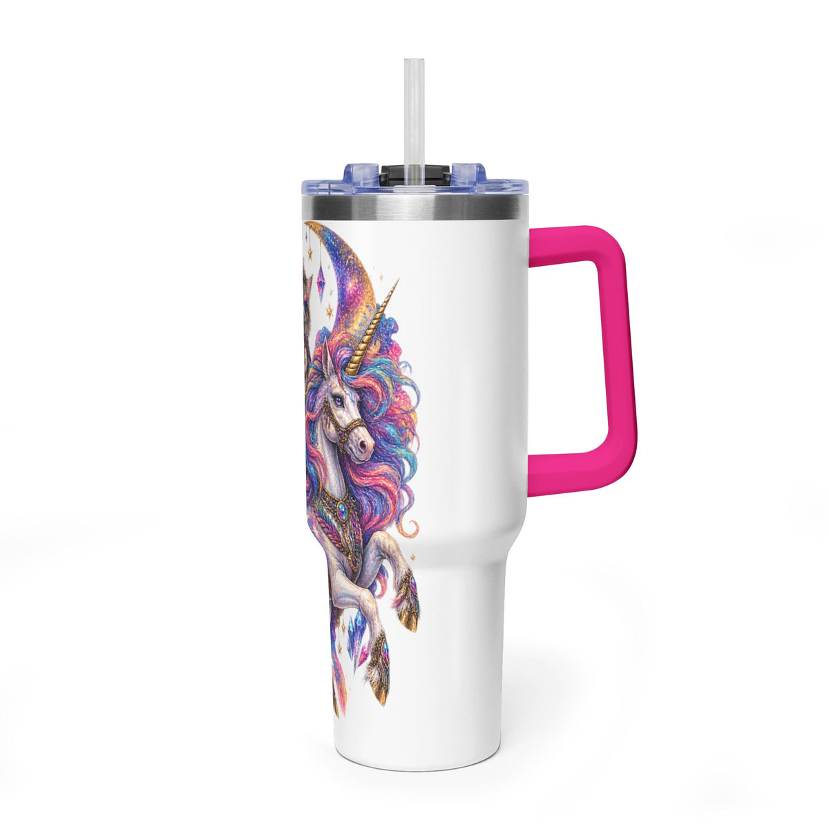 40oz Magical Unicorn Cat Tumbler – Colorful Fantasy Vacuum Insulated Cup