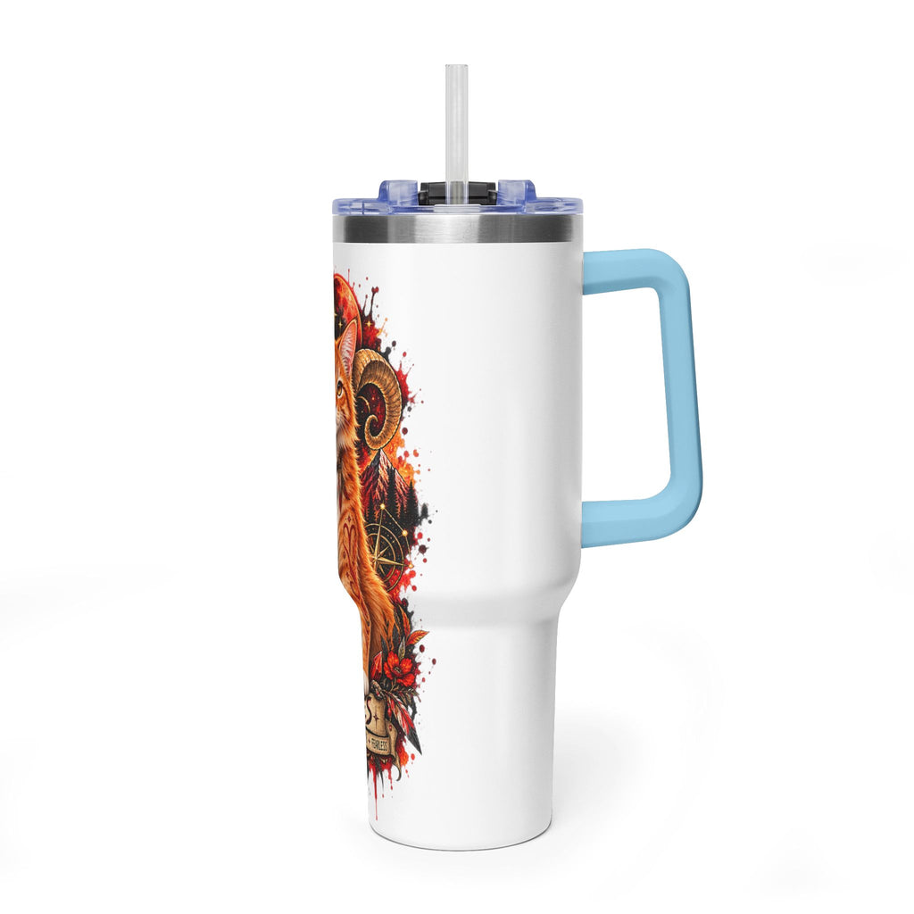 Aries Orange Tabby Cat Zodiac 40oz Tumbler – Astrological Stainless Travel Cup