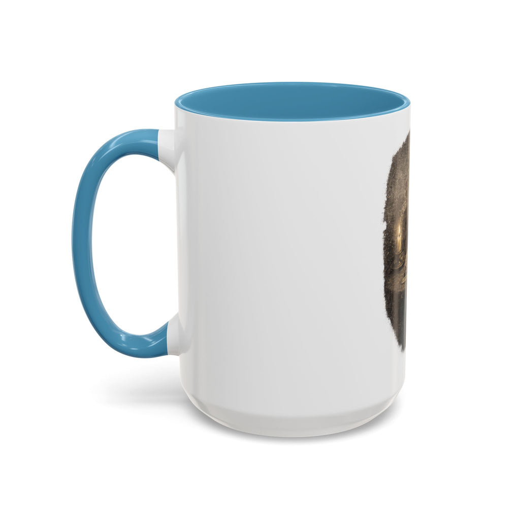 Tarot Cat Accent Coffee Mug — Witchy Black Cat with Tarot Cards