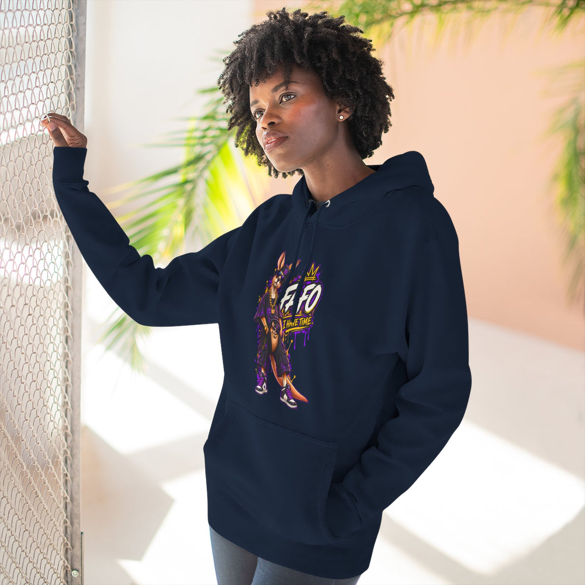 Streetstyle Kangaroo Graphic Hoodie — "FAFO" Retro Character Pullover