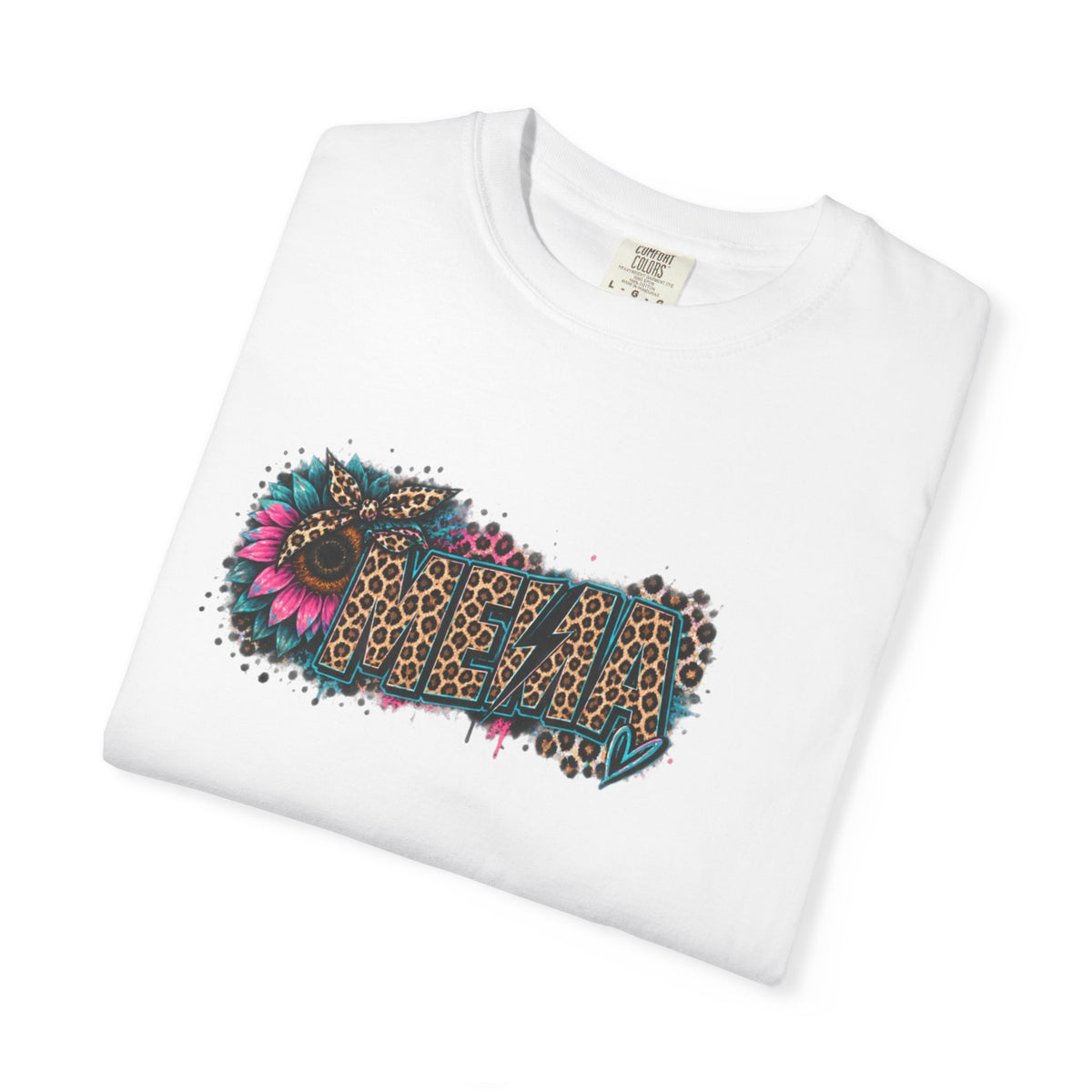 MEMA Leopard Floral Logo T-Shirt — Vintage Animal Print Graphic Tee