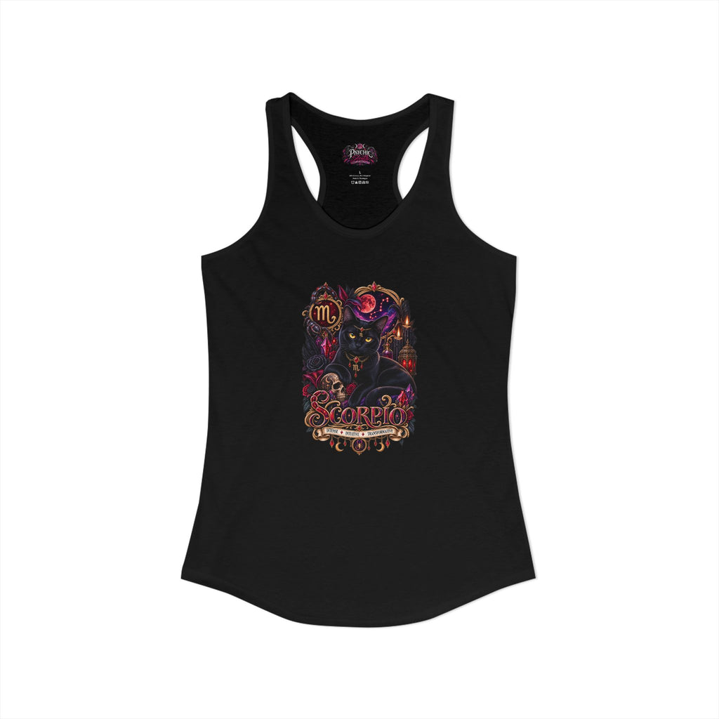 Scorpio Black Cat Bombay Zodiac Tank- Celestial Astrology Cat Lover Tank