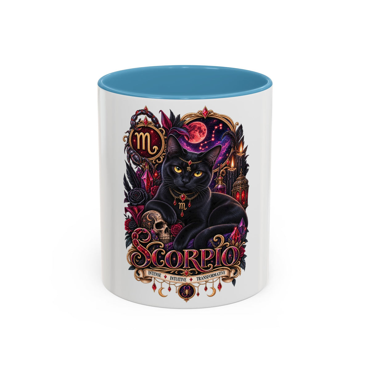 Scorpio Zodiac Black Cat Accent Coffee Mug – Astrology Gift (11oz & 15oz)
