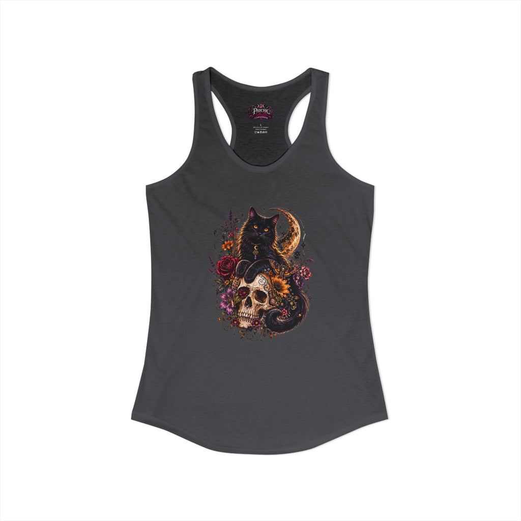 Black Cat and Floral Skeleton Gothic Tank