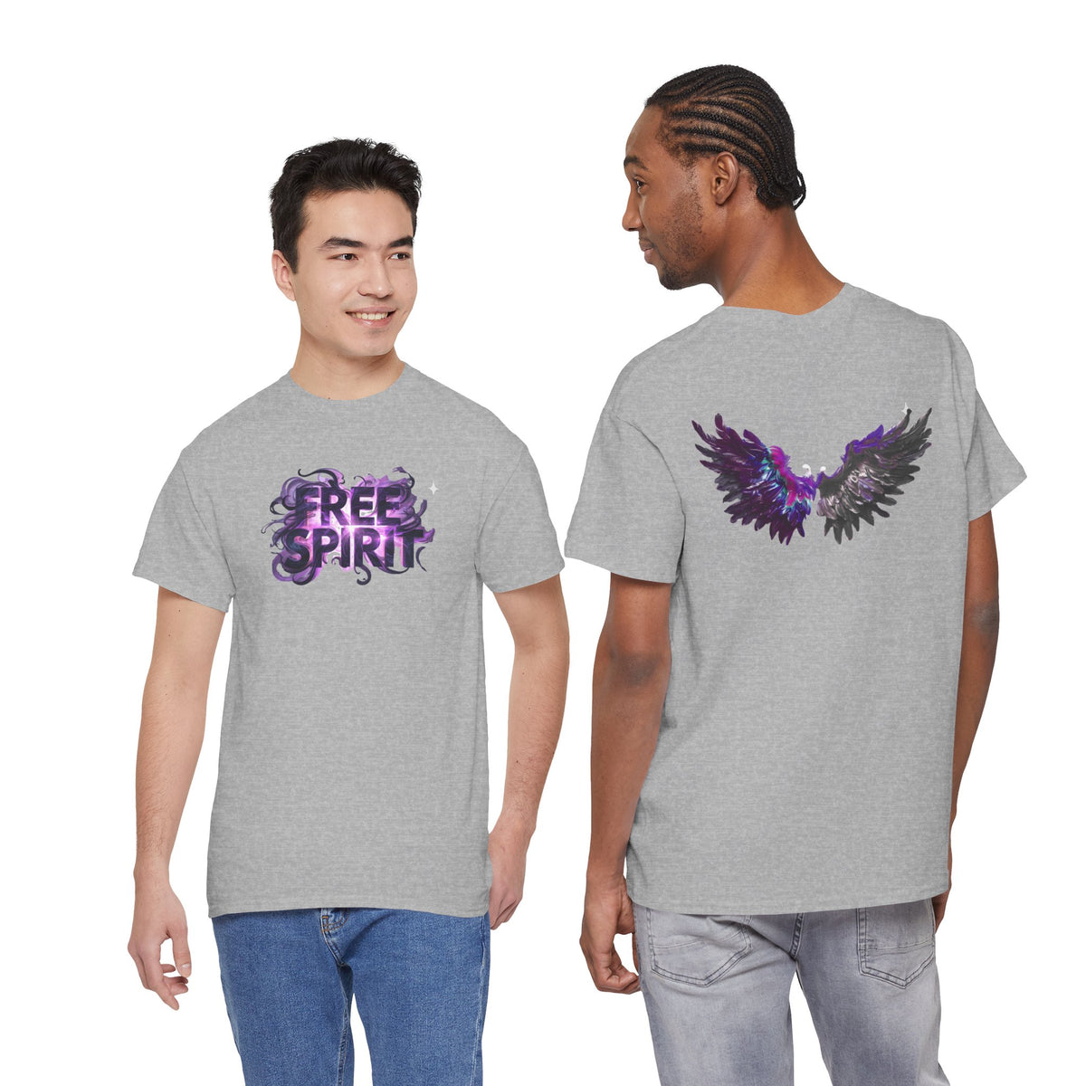 Free Spirit Tee — Purple Galaxy Wings Graphic T-Shirt